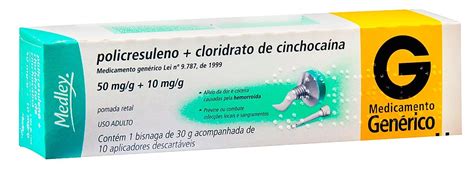 cloridrato de cinchocaína|Policresuleno + cloridrato de cinchocaína (pomada)